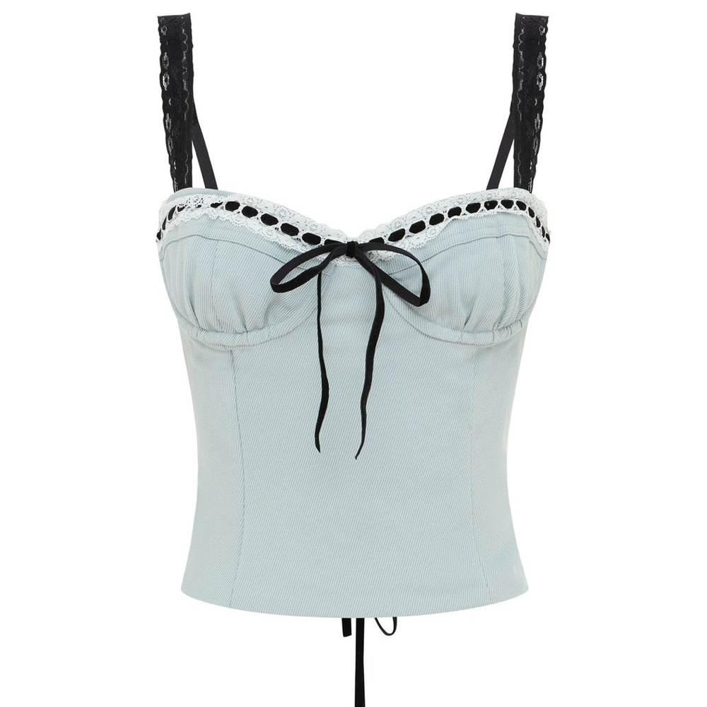 With Jean Ryder Top | Cute Corset- Baby Blue
